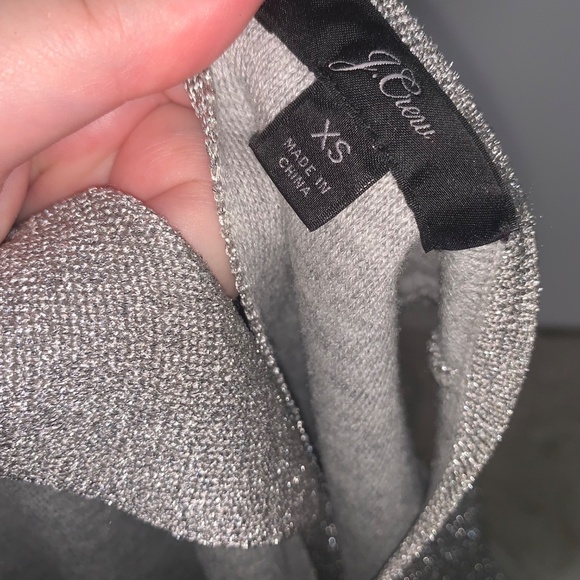 J. Crew Madison Lurex Sweater Metallic Silver Wide Leg Jumpsuit XS - Picture 5 of 11